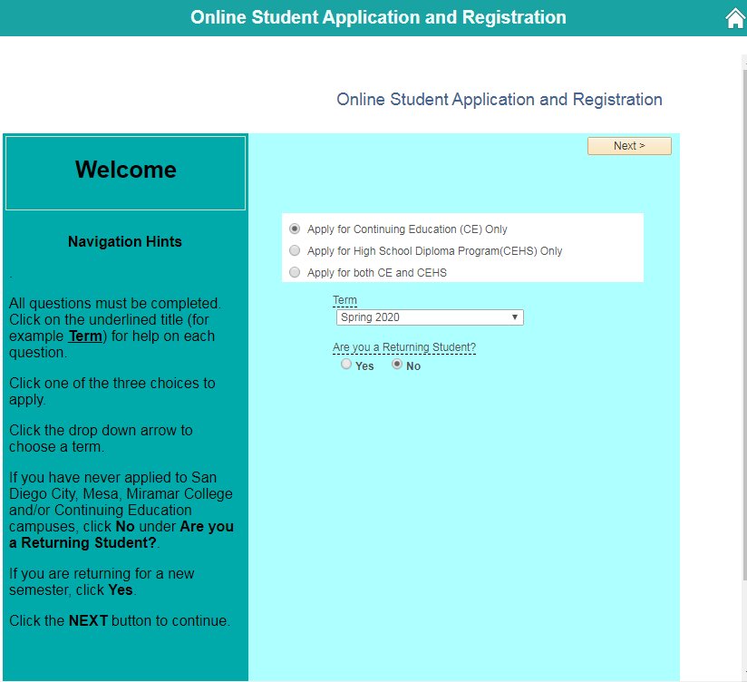 Apply as a new student
